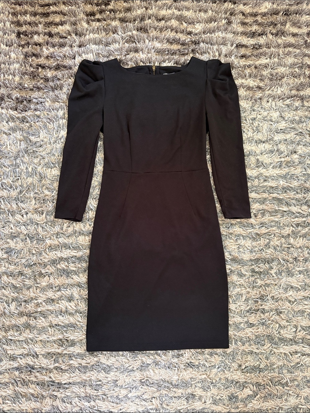 BB Dakota Black Long-Sleeve Puff Shoulder Sheath Dress Size S